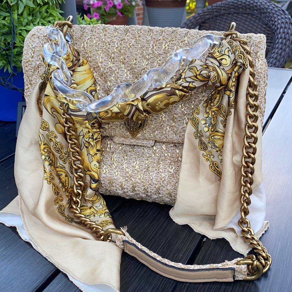 KURT GEIGER RAFFIA large Kensington handbag